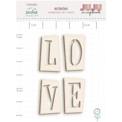 Chipboard Juju Scrapbook Off White Love Coleção Terra dos Sonhos