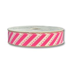 Fita em Tecido American Crafts Valentine´s Listras Diagonais Pink