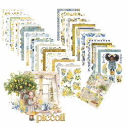 Bloco de Papel para Scrapbooking A5 Carina Sartor Coleção Piccoli com 20 folhas