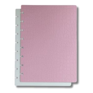 Kit Capa e Contra Capa para Caderno de Discos Caderno Inteligente com 8 furos 22 x 16 cm Rosa