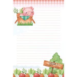 Papel Carta Litoarte Coleção Coleção Doce Fazendinha PEC-068 Pacote com 5 unidades