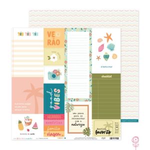 Papel para Scrapbook Histórias de Verão Juju Scrapbook Coleção Lar Doce Mar