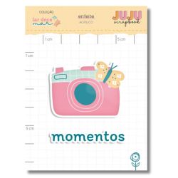 Enfeite em Acrílico Colorido Adesivado Momentos Juju Scrapbook Coleção Lar Doce Mar