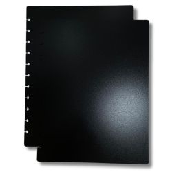 Kit Capa e Contra Capa para Caderno de Discos Caderno Inteligente com 11 furos 29,7 x 21cm Preto