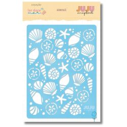 Stencil Juju Scrapbook Sol Conchinhas Lar Doce Mar